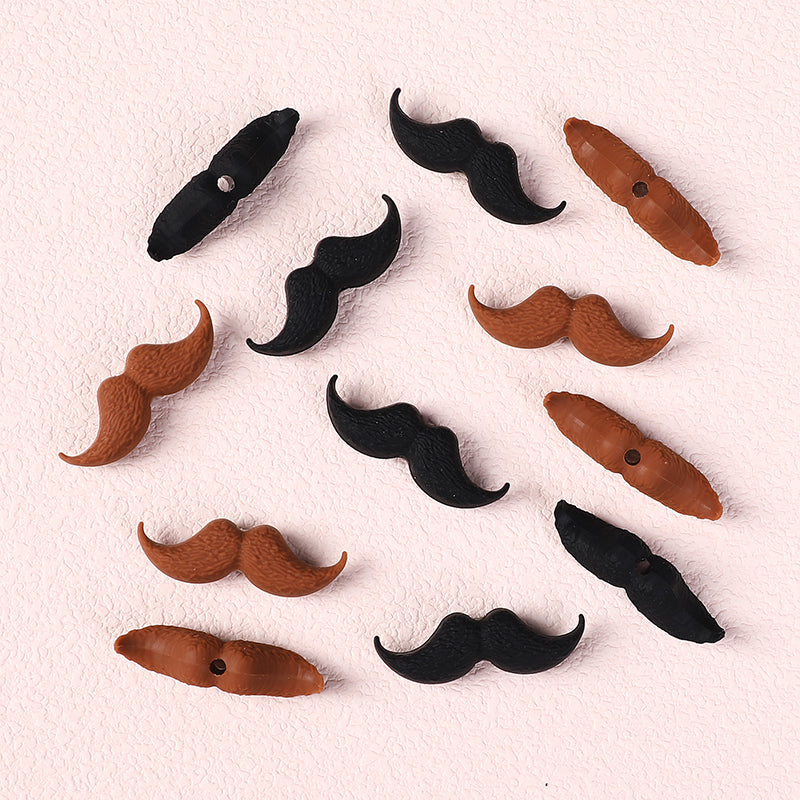 20Pcs Silicone Focal Beads Black Brown Beard Shape 15