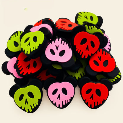 20Pcs Silicone Focal Beads Poison Apple Skull Face Design