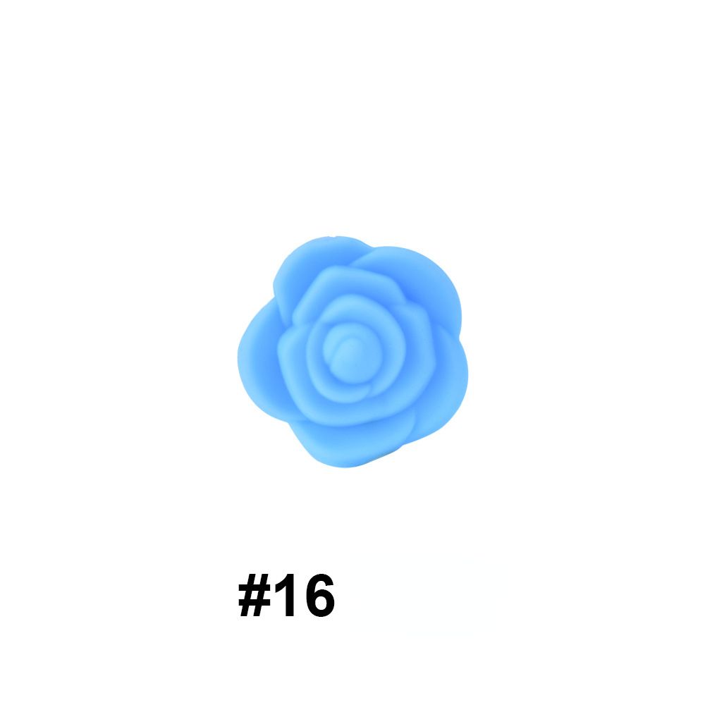 50pcs Silicone Focal Beads Rose Flower Double-Sided Design 15