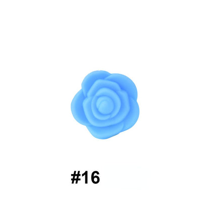 50pcs Silicone Focal Beads Rose Flower Double-Sided Design 15