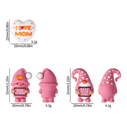 Silicone 3D Focal Beads Mother Day Gnome Holding Sign Detail 9