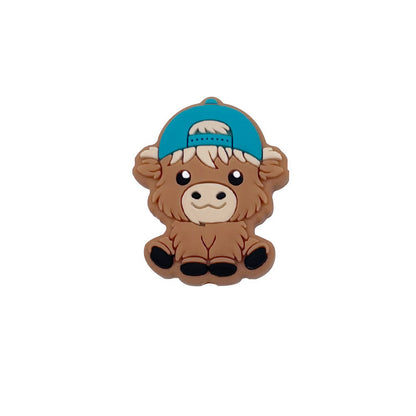 20pcs Silicone Focal Beads Bady Highland Cow Girl and Boy With Hats 10