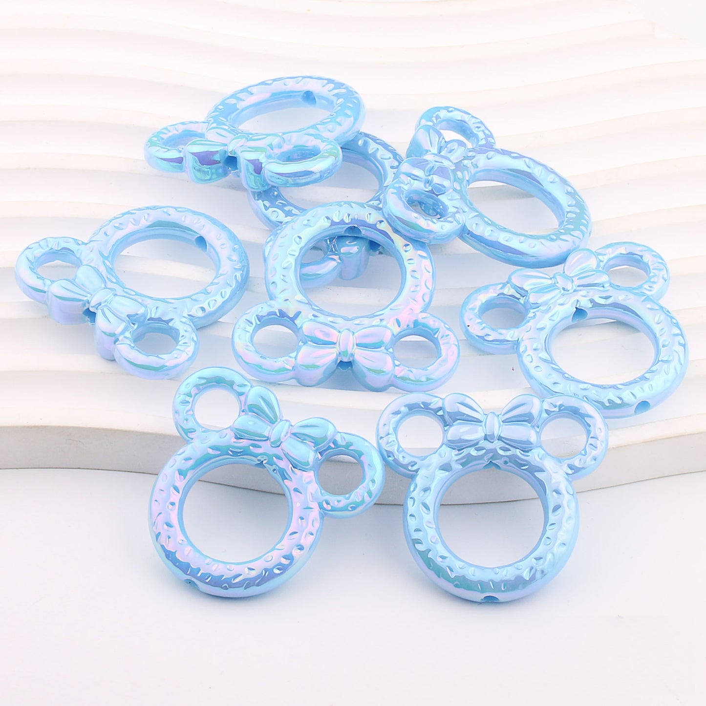 2Pcs 34x37mm Deep UV Color Plated Mickey Ring Head Acrylic Beads 7