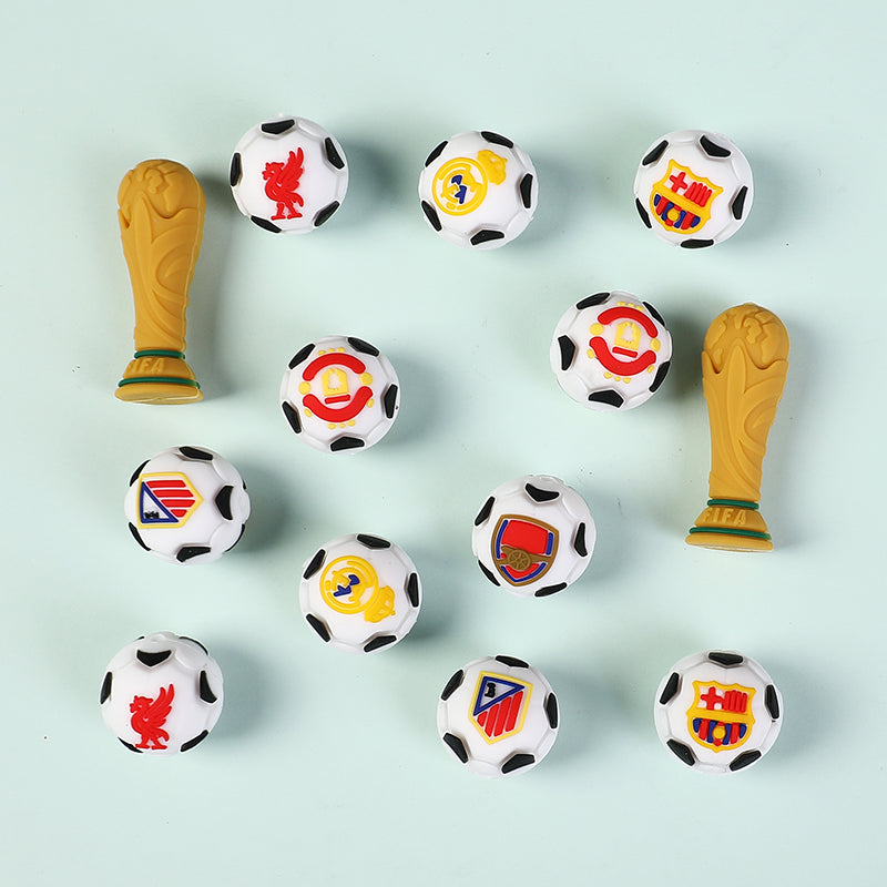 20pcs Silicone 3D Focal Beads World Cup Football Trophy and Soccer Ball Design 2