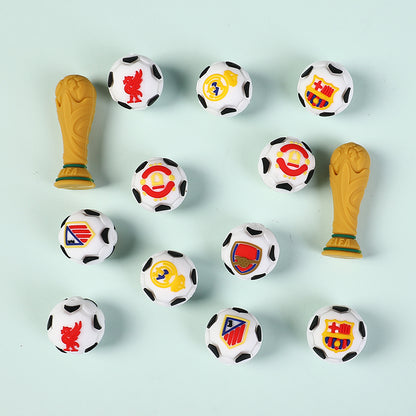 20pcs Silicone 3D Focal Beads World Cup Football Trophy and Soccer Ball Design 2