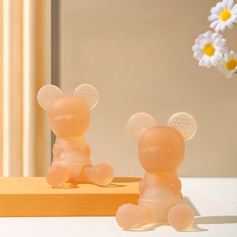 Bear Shaped Silicone Teething Toy with Rattle for Baby