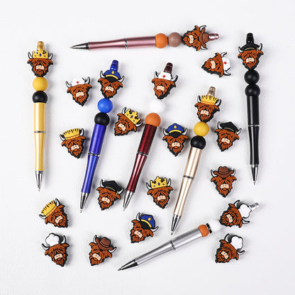 Silicone Focal Beads Seven Professions Highland Cattle Front Facing 14
