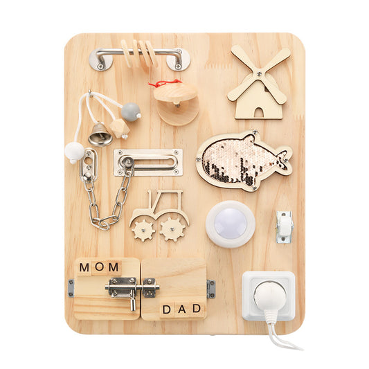 Wooden Montessori Busy Board Unlocking Toy for Toddlers