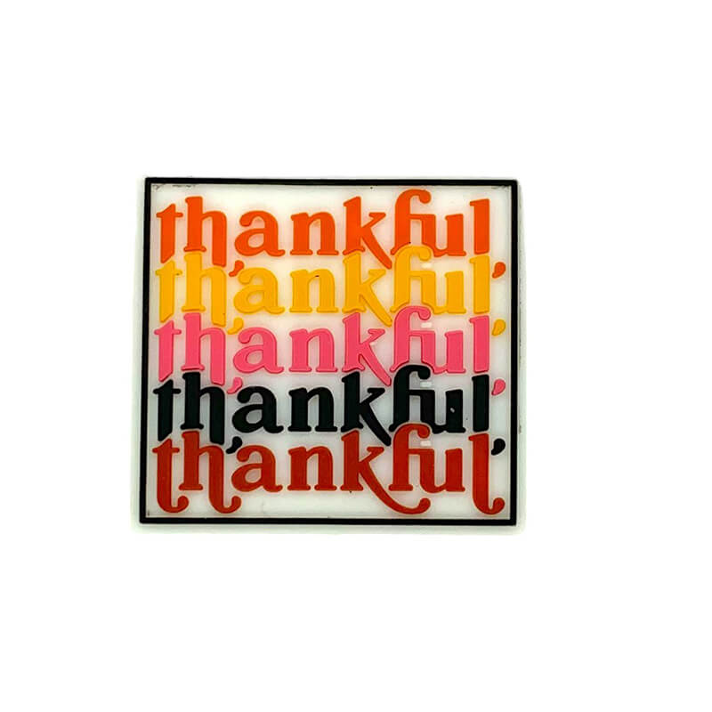 Large Silicone Focal Beads Thankful Design Layered Text