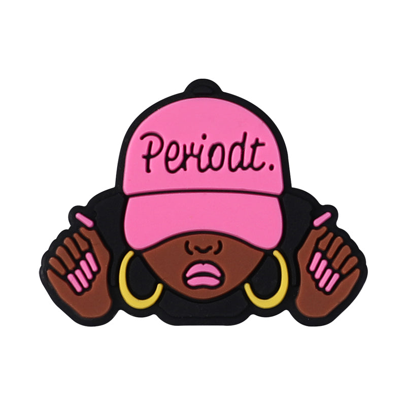 20pcs Silicone Focal Beads Black Girl Wearing Hat and Afro Hairstyle 12