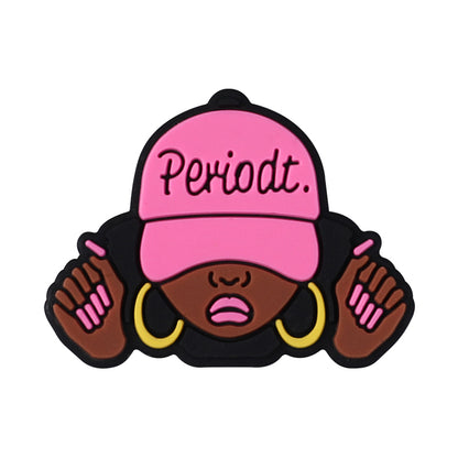 20pcs Silicone Focal Beads Black Girl Wearing Hat and Afro Hairstyle 12
