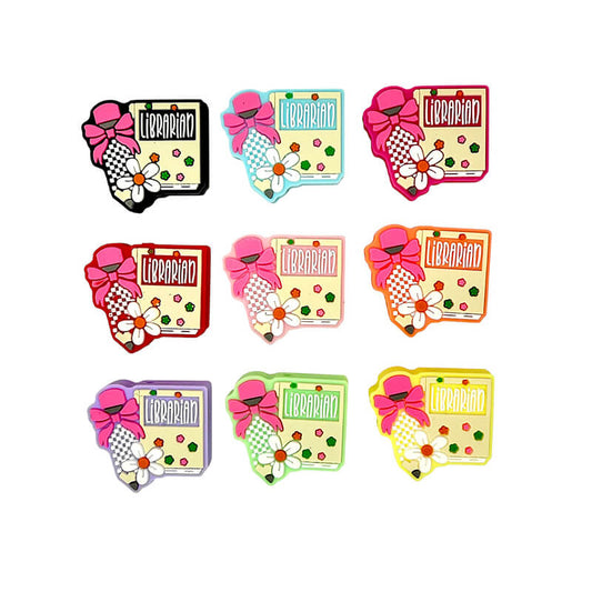 20Pcs Silicone Focal Beads Librarian Book Holding Flower Design