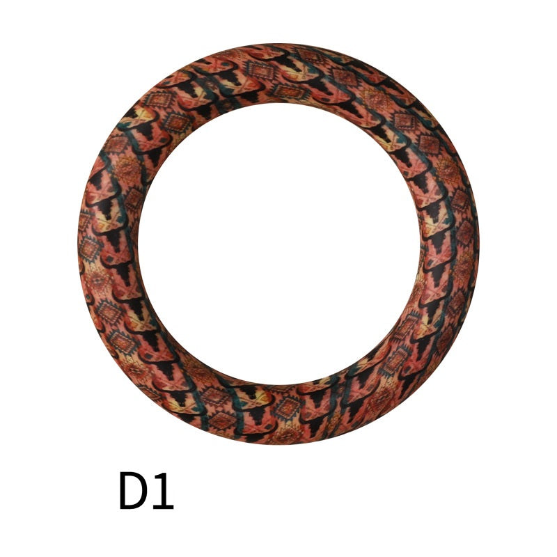 65mm Printed Silicone Beads Ring Shape Printed Design 7