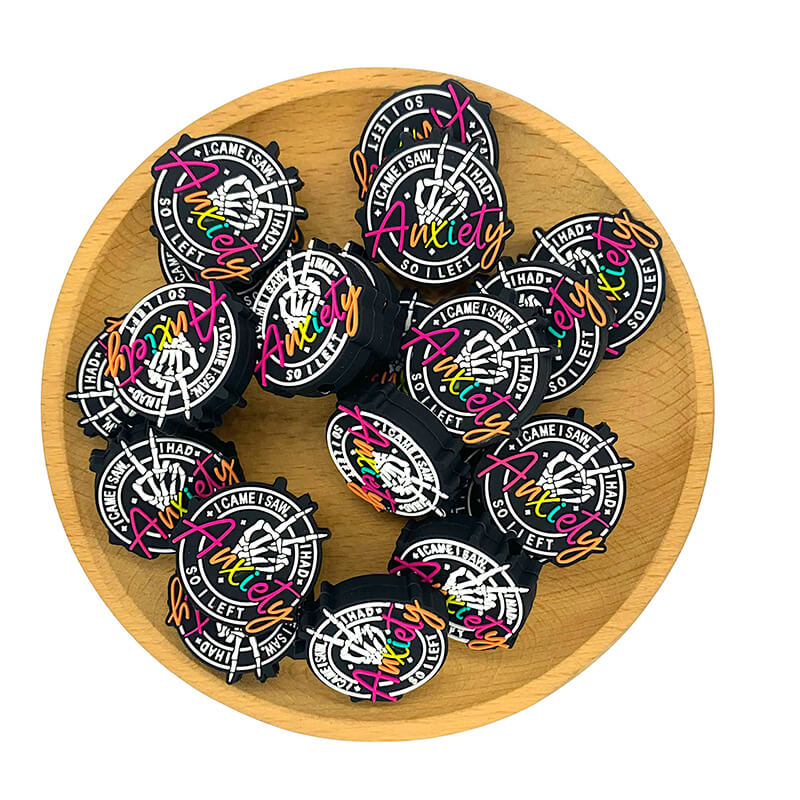 Silicone Focal Beads Anxiety Skull Hand I Came I Saw I Had So I Left Text 2