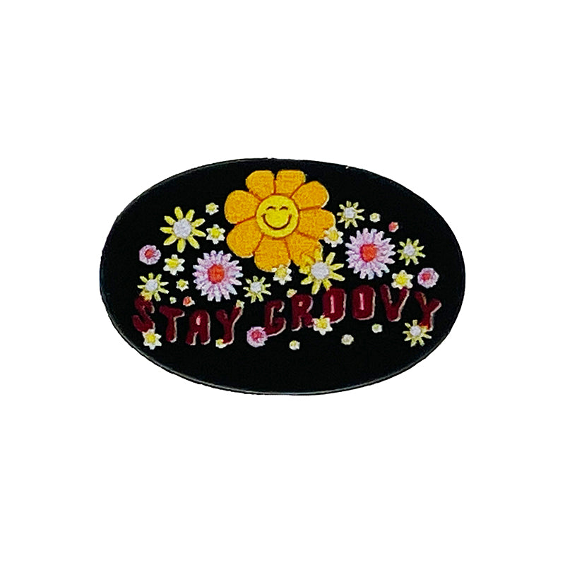 20pcs Silicone Focal Beads Black Letters Floral Design