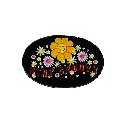 20pcs Silicone Focal Beads Black Letters Floral Design
