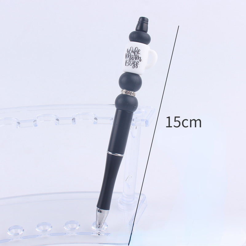 Black Cup Silicone Beaded Pens Handmade Novelty Pen Gift 5