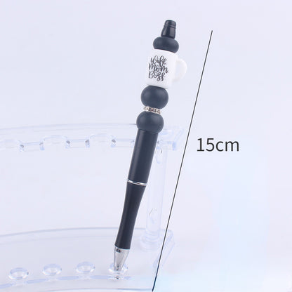 Black Cup Silicone Beaded Pens Handmade Novelty Pen Gift 5