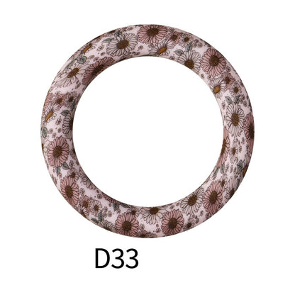 65mm Printed Silicone Beads Ring Shape Printed Design 39
