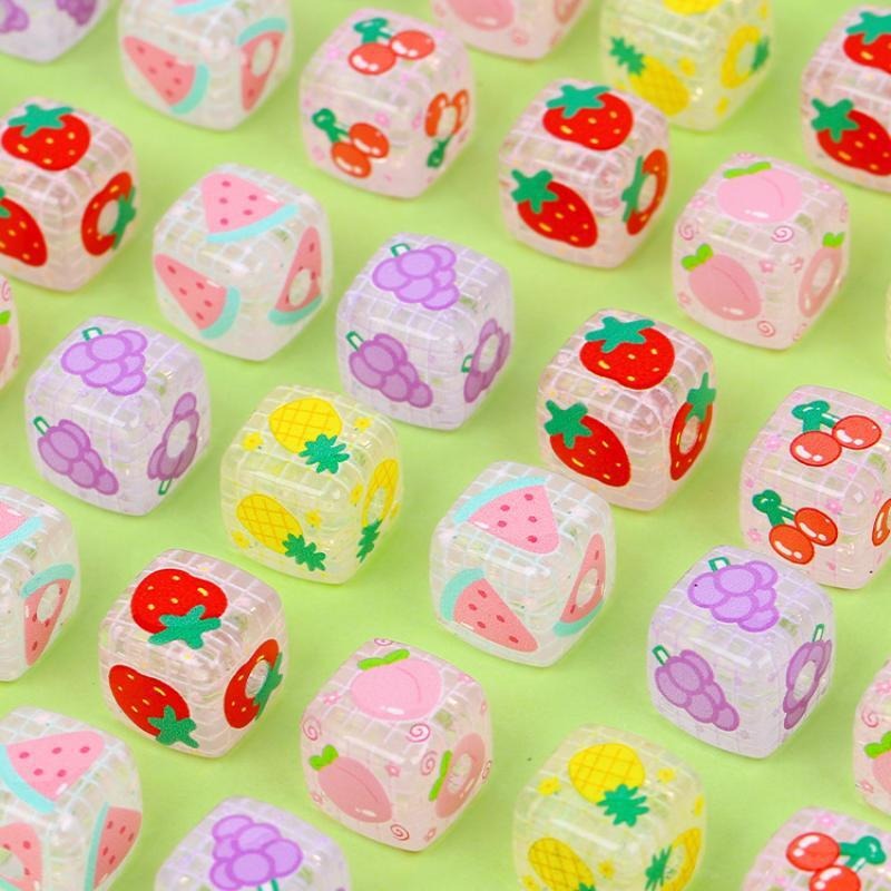 10pcs 14mm Fruit Square Transparent Acrylic Beads DIY Bracelet Making 2