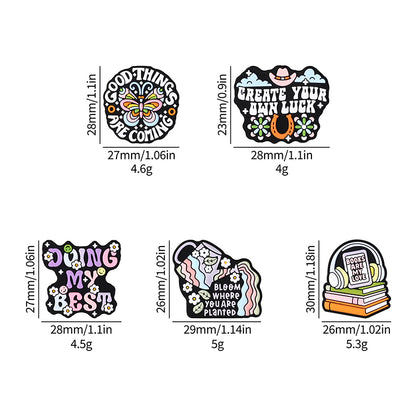 Silicone Focal Beads Retro Inspirational Letters with Colorful Text and Icons 10