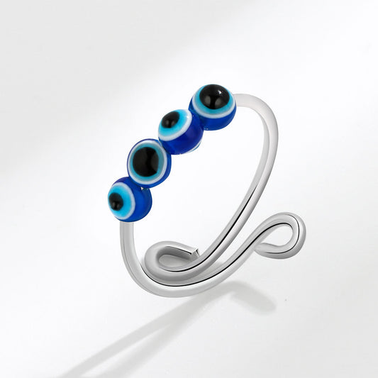 Adjustable 4 Eye Anxiety Fidget Ring Spinner for Women Size 7