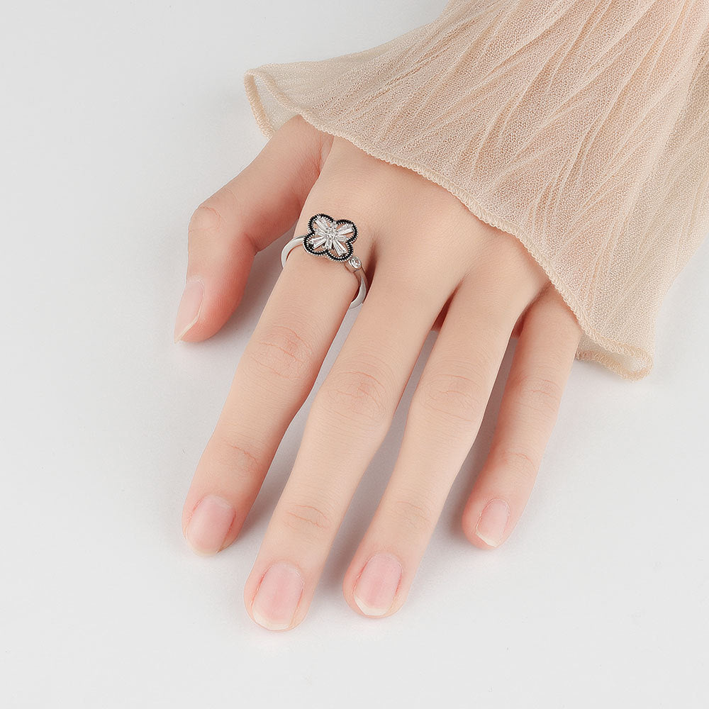 Adjustable 4 Leaf Fidget Ring Anxiety Relief for Women Spinner Ring 2