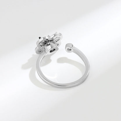 Adjustable 4 Leaf Fidget Ring Anxiety Relief for Women Spinner Ring 4
