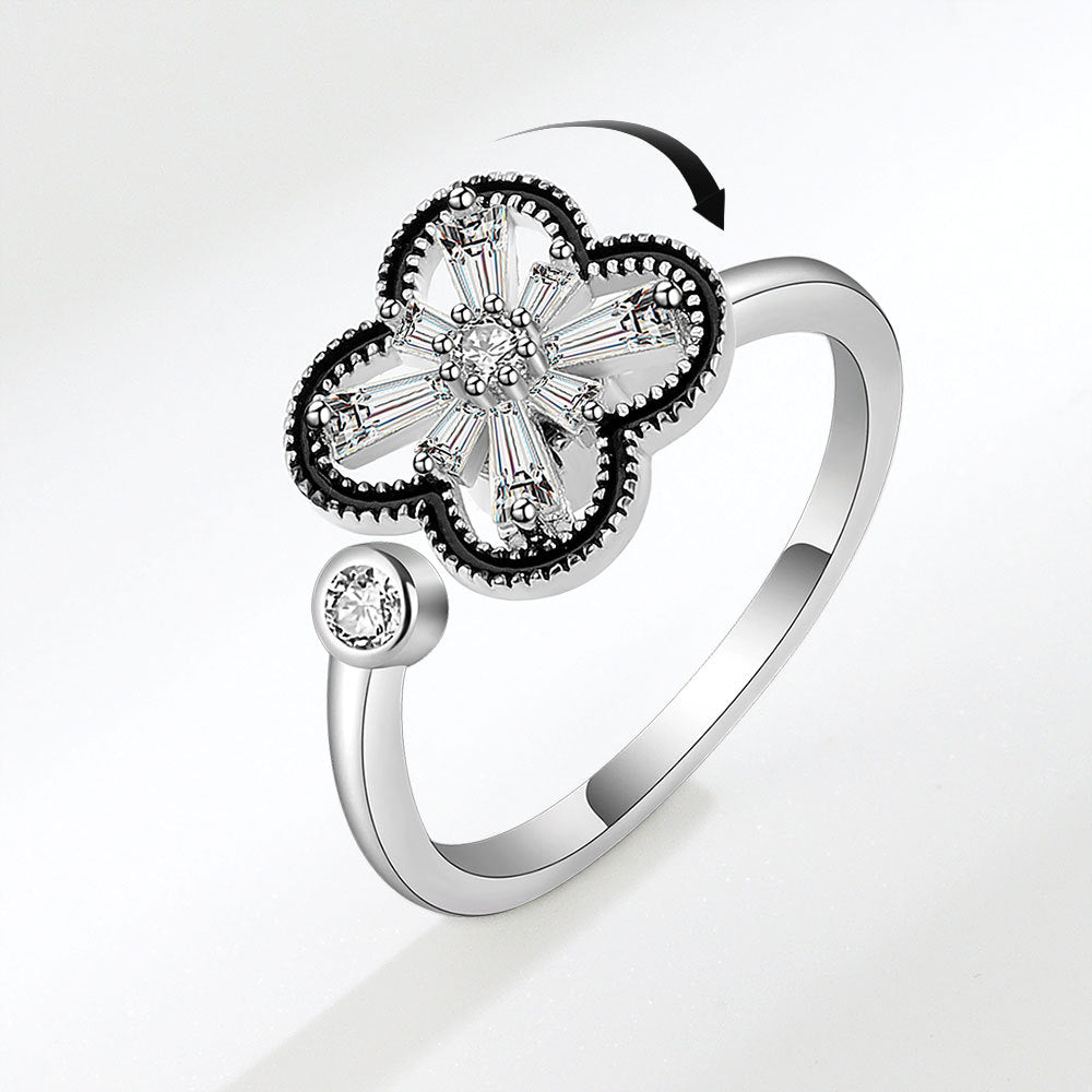 Adjustable 4 Leaf Fidget Ring Anxiety Relief for Women Spinner Ring