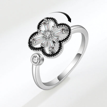 Adjustable 4 Leaf Fidget Ring Anxiety Relief for Women Spinner Ring