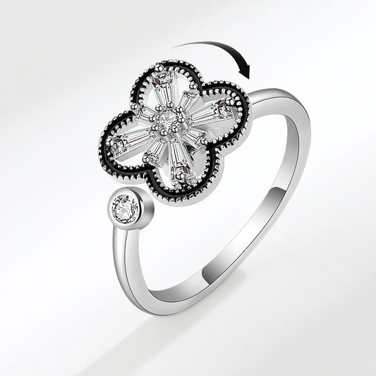 Adjustable 4 Leaf Fidget Ring Anxiety Relief for Women Spinner Ring