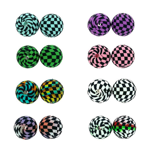 50pcs 15mm Printed Checkered Silicone Beads