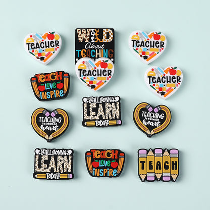 Silicone Focal Beads Teacher Heart Teaching Motivation Learn Designs 4