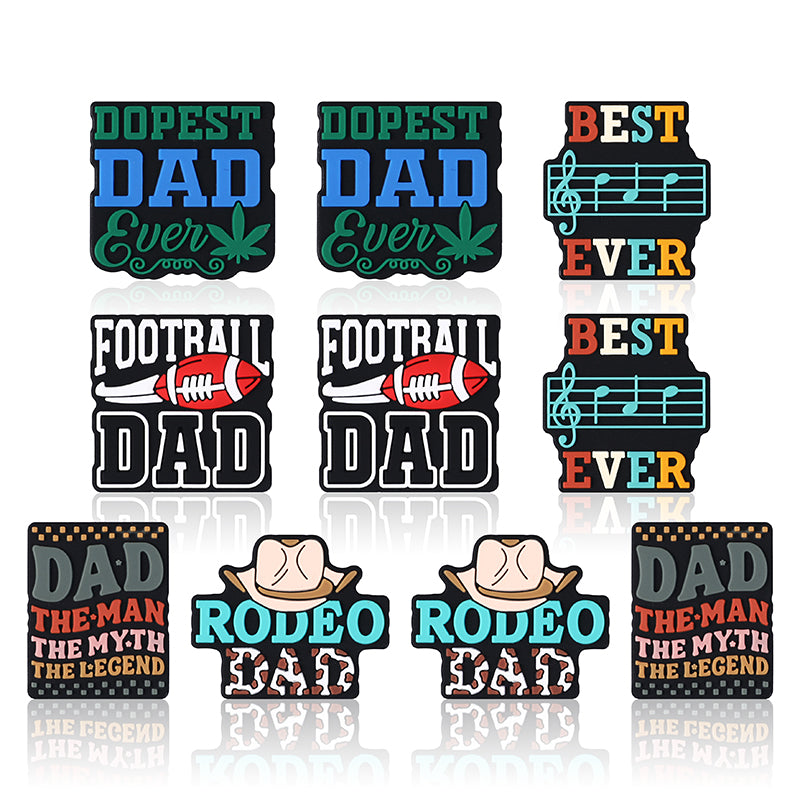 Silicone Focal Beads Dad Theme Text and Icon Design 10