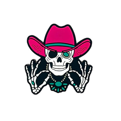 Western Skeleton Cowboy Skull Halloween Silicone Focal Beads Wearing Pink Cowboy Hat