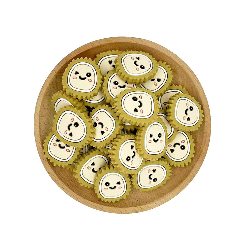 20pcs Silicone Focal Beads Durian Fruit Winking Face 2