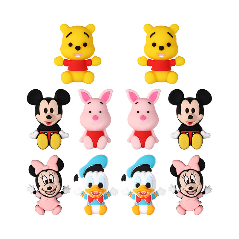 20Pcs Silicone 3D Focal Beads Blue Alien Character Large Ears Sitting Pose 9