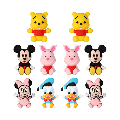 20Pcs Silicone 3D Focal Beads Blue Alien Character Large Ears Sitting Pose 9
