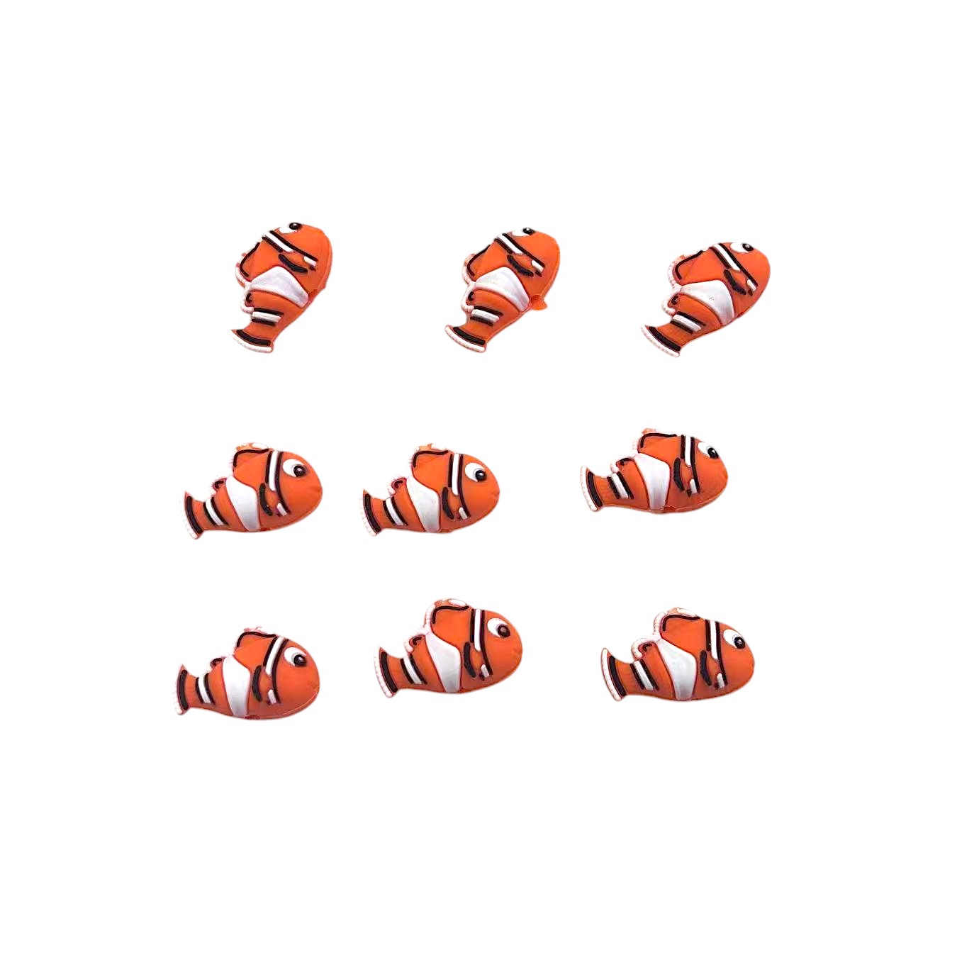 20Pcs Silicone 3D Focal Beads Cute Fish Side Profile Orange 5