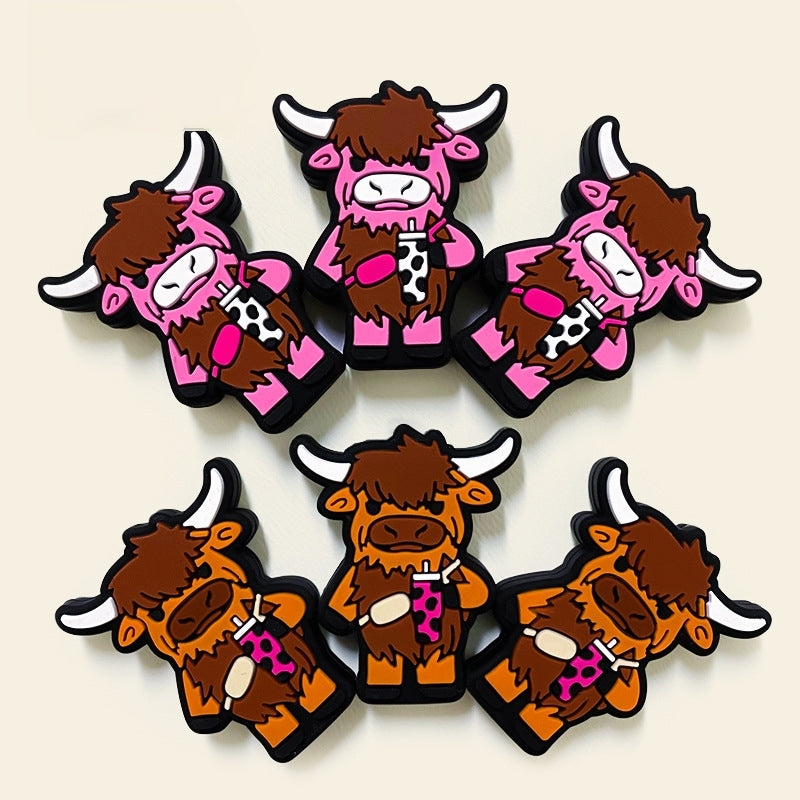 20Pcs Silicone Focal Beads Bison Bull Holding Coffee Cup