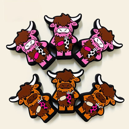 20Pcs Silicone Focal Beads Bison Bull Holding Coffee Cup