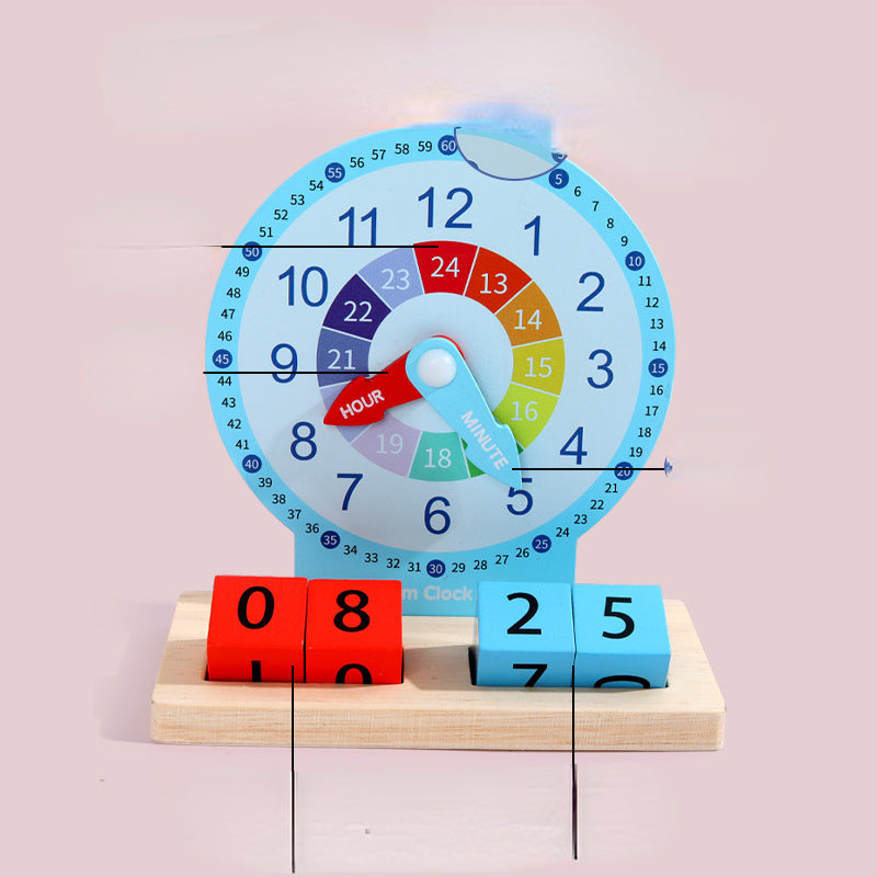 Wooden Montessori Toys Time Learning Alarm Clock Educational Toy 3