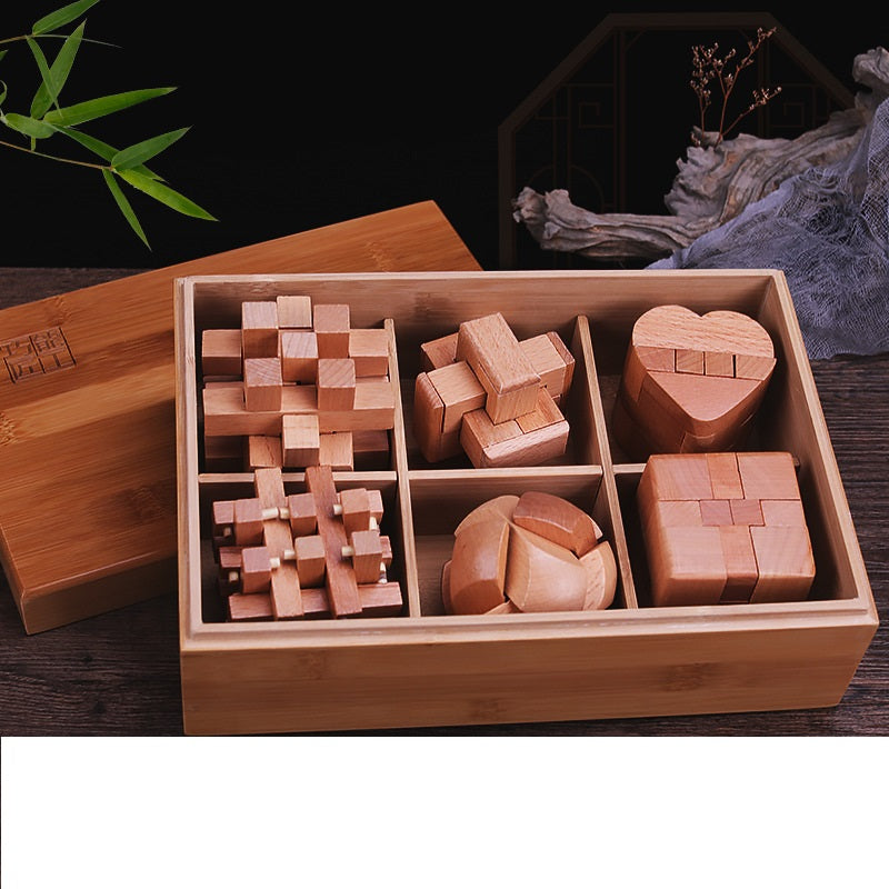 Wooden Luban Lock Puzzle Brain Teaser Educational Toy 4