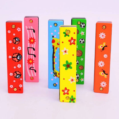 Wooden Double-Row 16-Hole Harmonica Kids Musical Instrument Toy 3