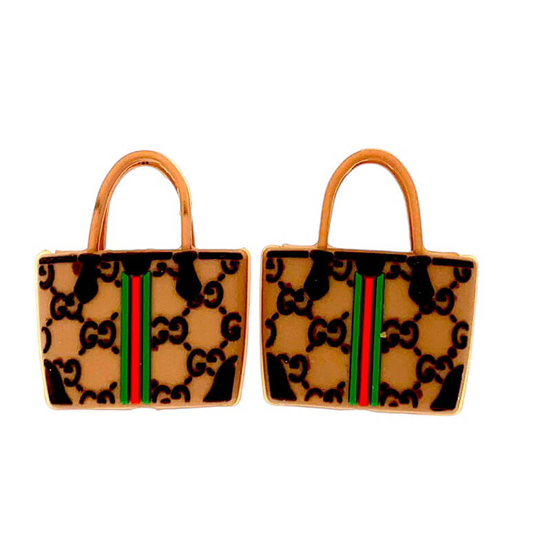 Silicone 3D Focal Beads Designer Monogram Pattern Handbag Shape
