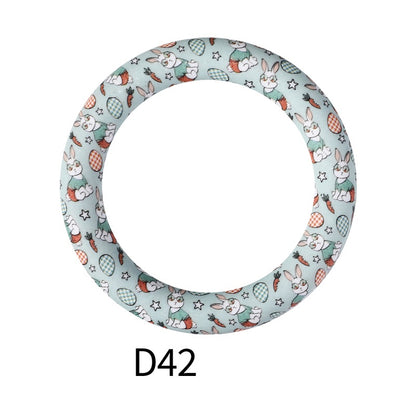 65mm Printed Silicone Beads Ring Shape Printed Design 48