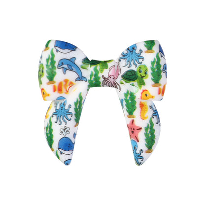 10Pcs Silicone 3D Focal Beads Colorful Bow Printed Shape 32