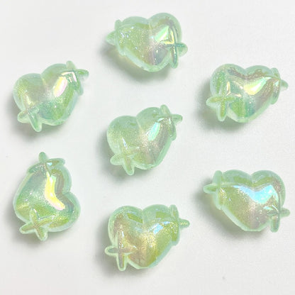 50pcs 14x20mm UV Finish Light In The Dark Heart Star Acrylic Beads 12
