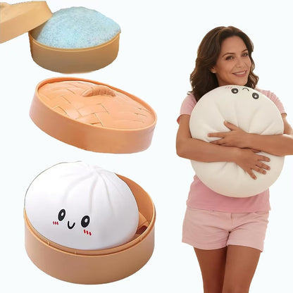 TPR Squishy Dumpling Stress Ball Cute Smiley Face Squeeze Toy for Stress Relief