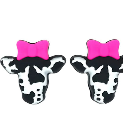 Silicone 3D Focal Beads Highland Cow Wearing Bow